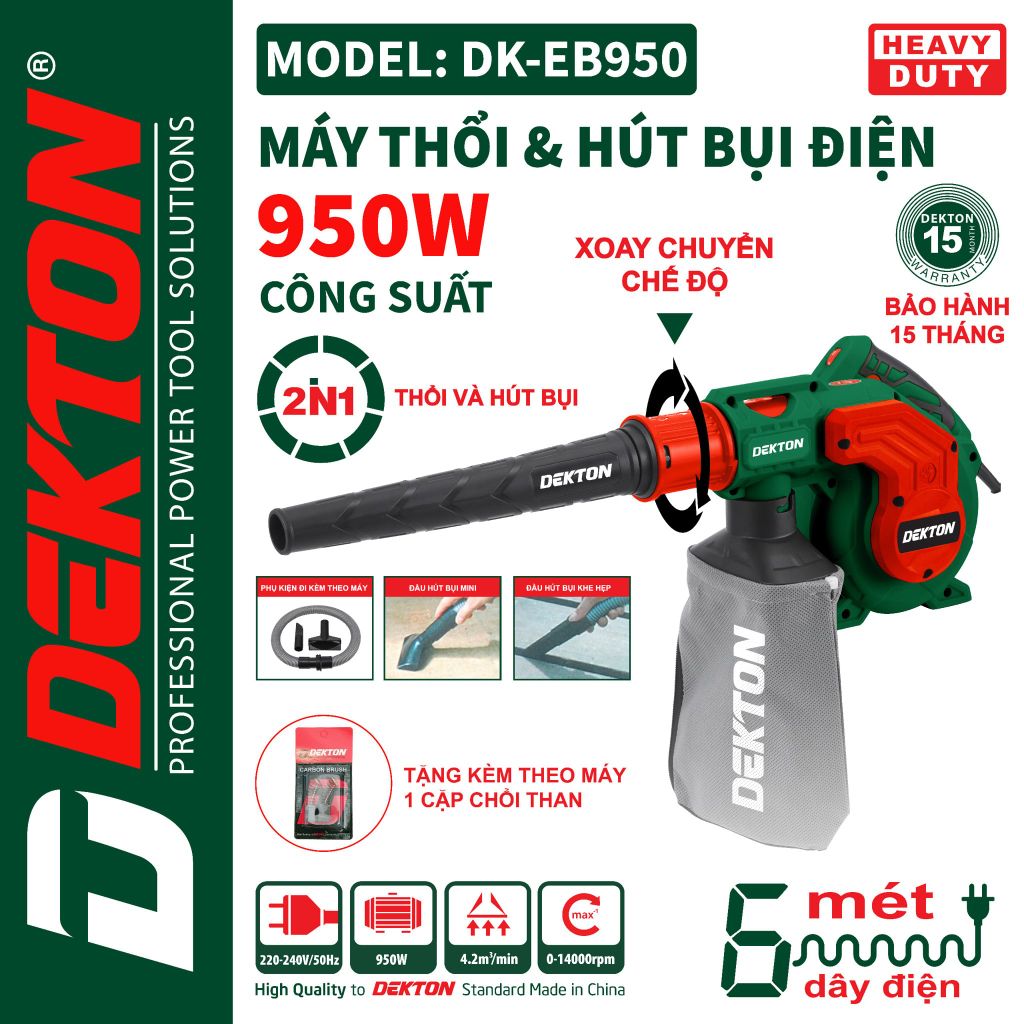 Máy Thổi Và Hút Bụi Dekton DK-EB950 950W Xoay Chuyển Chế Độ