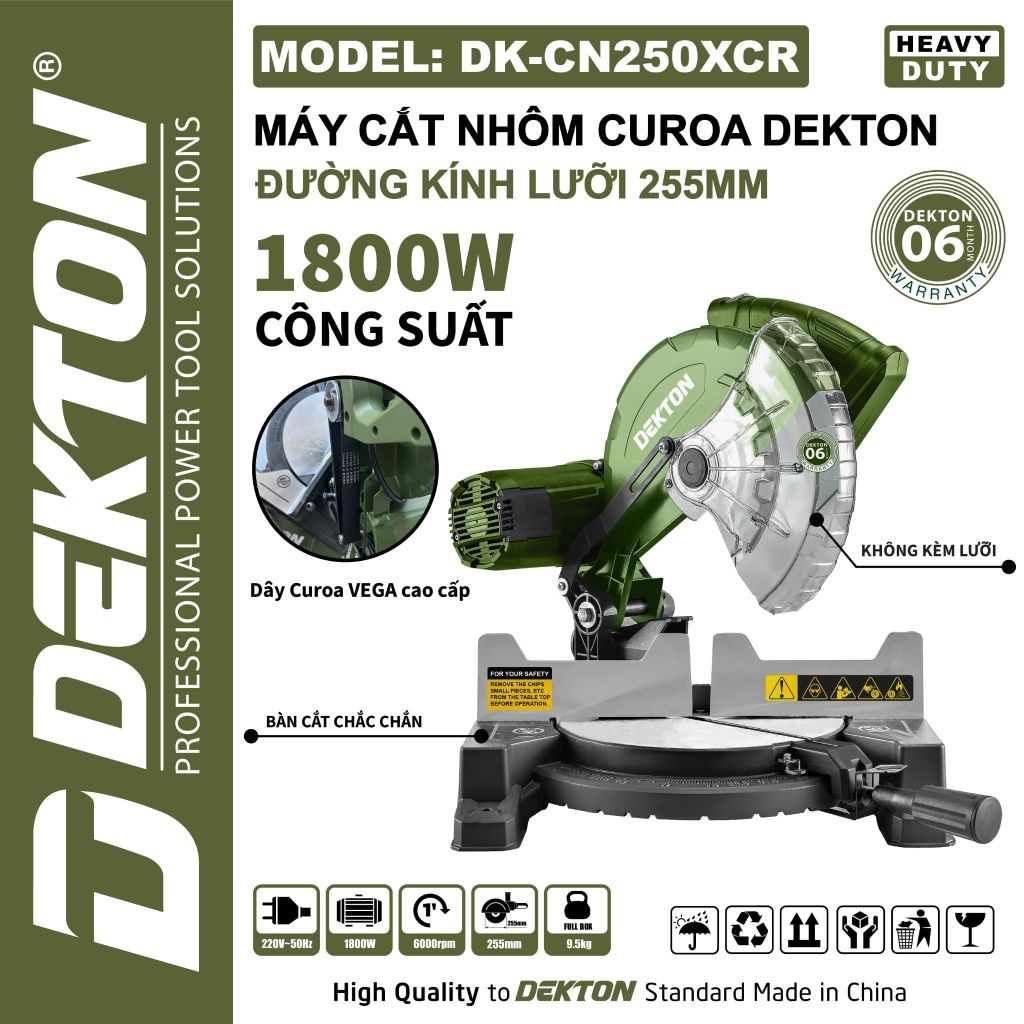 Máy Cắt Nhôm Gỗ Dekton DK-CN250XCR 255mm 1800W Curoa Vega