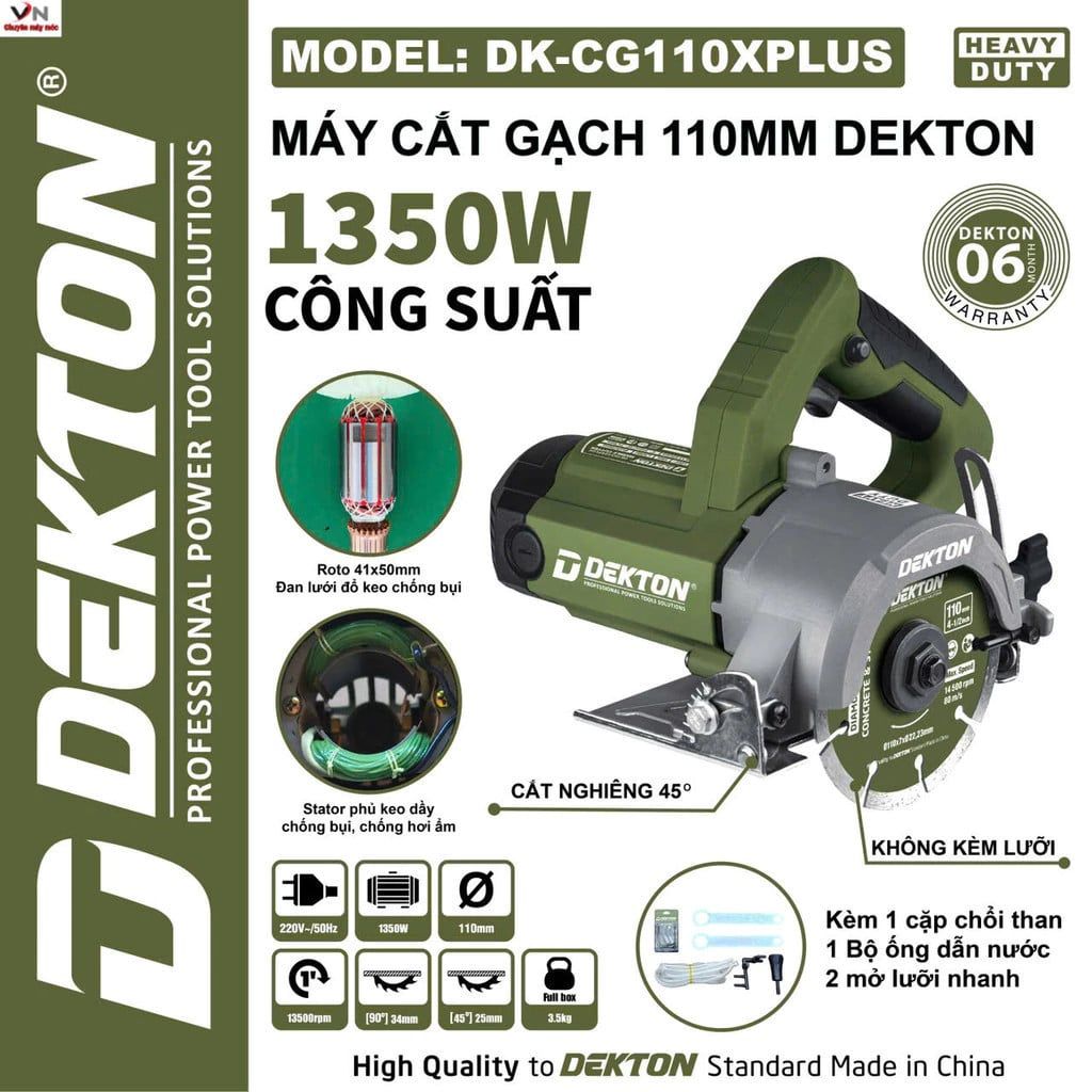 Máy Cắt Gạch 110mm Dekton DK-CG110XPLUS Công Suất 1350W Cao Cấp