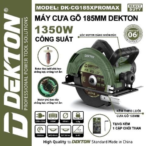 Máy Cưa Gỗ Dekton DK-CG185XPROMAX 185mm Công Suất 1350W Olive