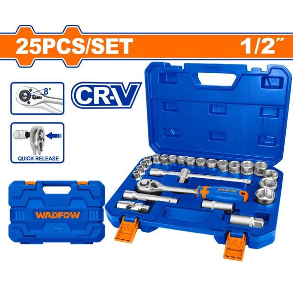 Bộ 25 chi tiết tay vặn đầu tuýp 1/2
