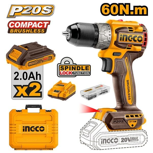 Máy khoan pin 20V Ingco CDLI20602 (2 Pin 2.0Ah & 1 Sạc)
