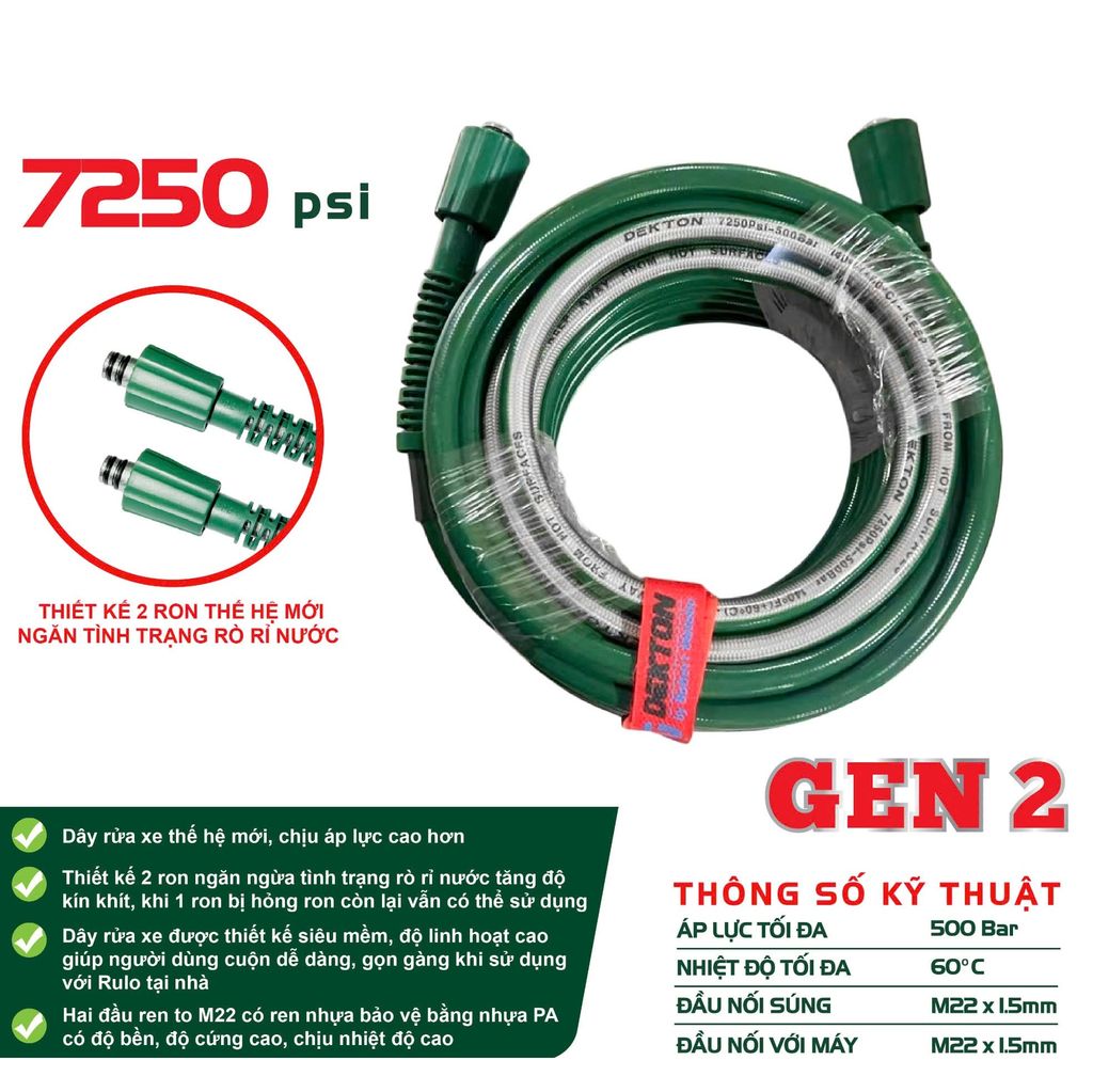 Dây Rửa Xe Mini Dekton DK-D20PLUS 20M Xanh Xám Bảo Hành 6 Tháng