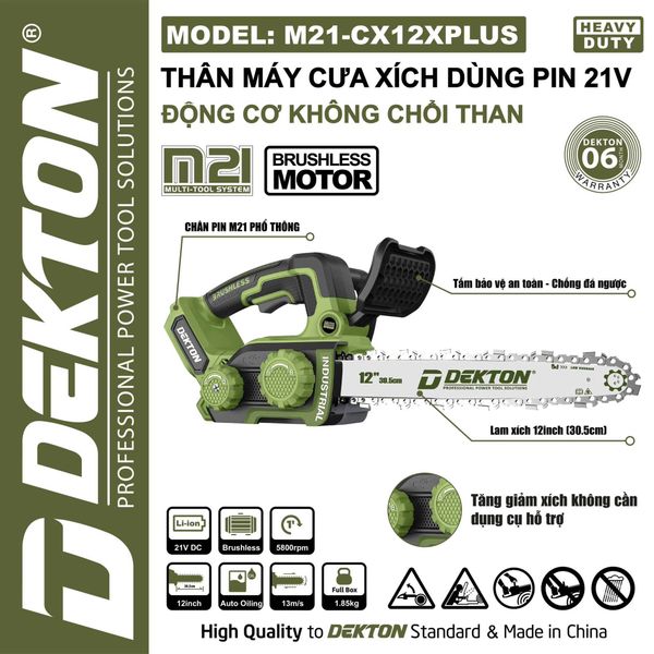 Máy Cưa Xích 12 Inch Dekton M21-CX12XPLUS Động Cơ Không Chổi Than