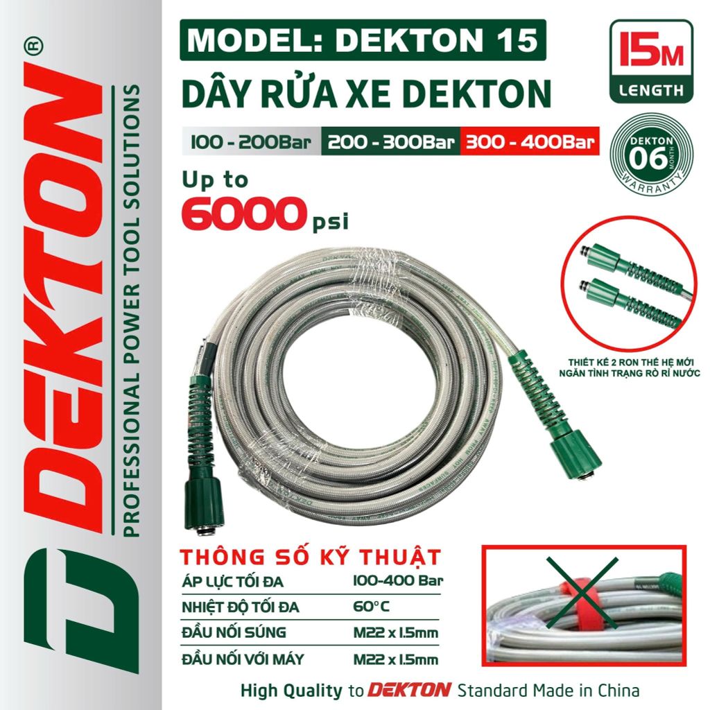 Dây Rửa Xe Mini Dekton DEKTON15 15m Xám Bảo Hành 6 Tháng