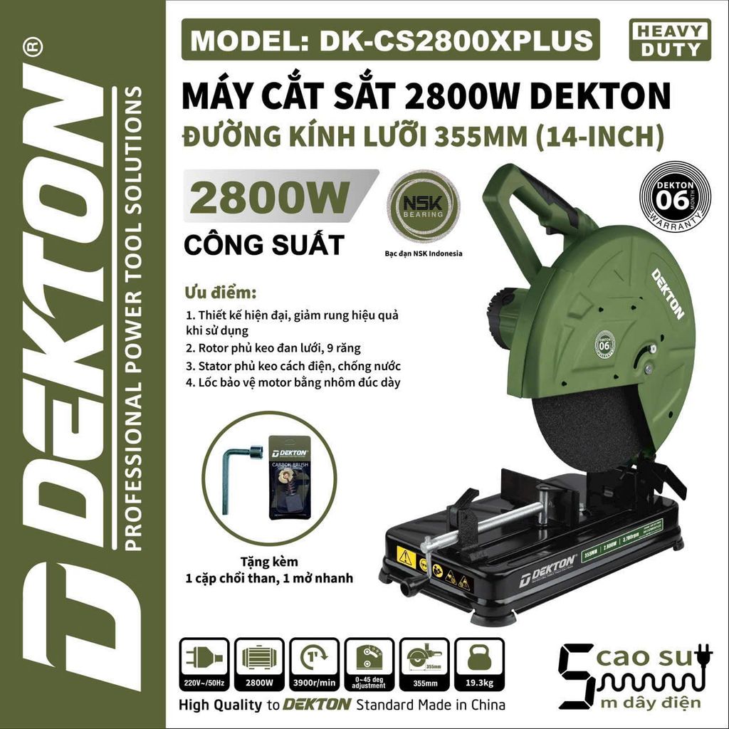 Máy Cắt Sắt Dekton DK-CS2800XPLUS 2800W Đường Kính 355mm
