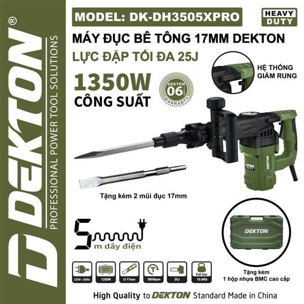 Máy Khoan Đục Bê Tông Dekton DK-DH3505XPRO 17mm 1350W Olive