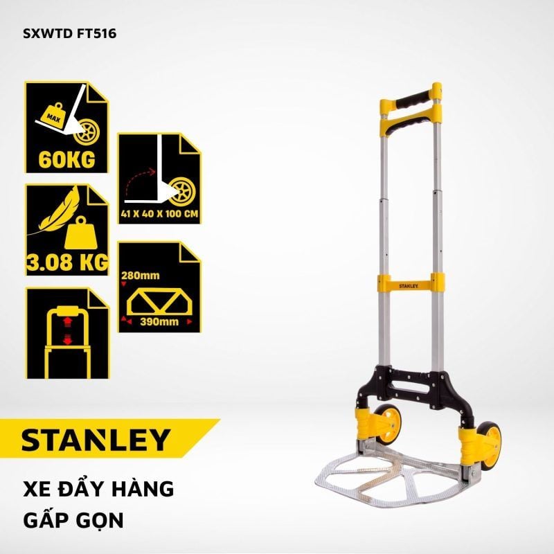 Xe đẩy hàng 2 bánh Stanley FT516 – Tải trọng 60kg.