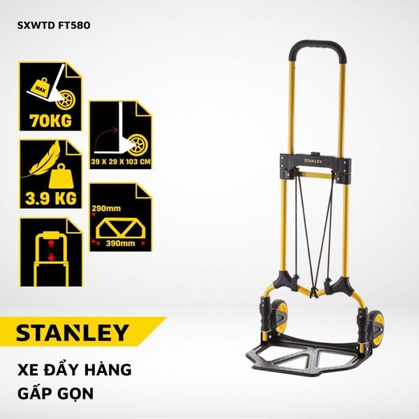 Xe đẩy hàng 2 bánh Stanley FT580 – Tải trọng 70kg.