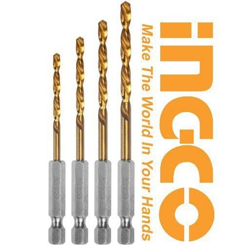 Bộ 4 mũi khoan kim loại HSS Ingco AKD1401