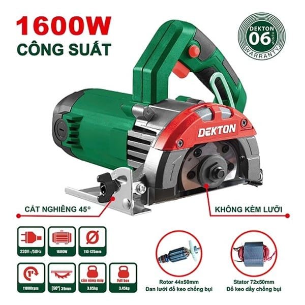 Máy Cắt Gạch Dekton DK-CG125 125mm 1600W Cắt Nghiêng 45 Độ