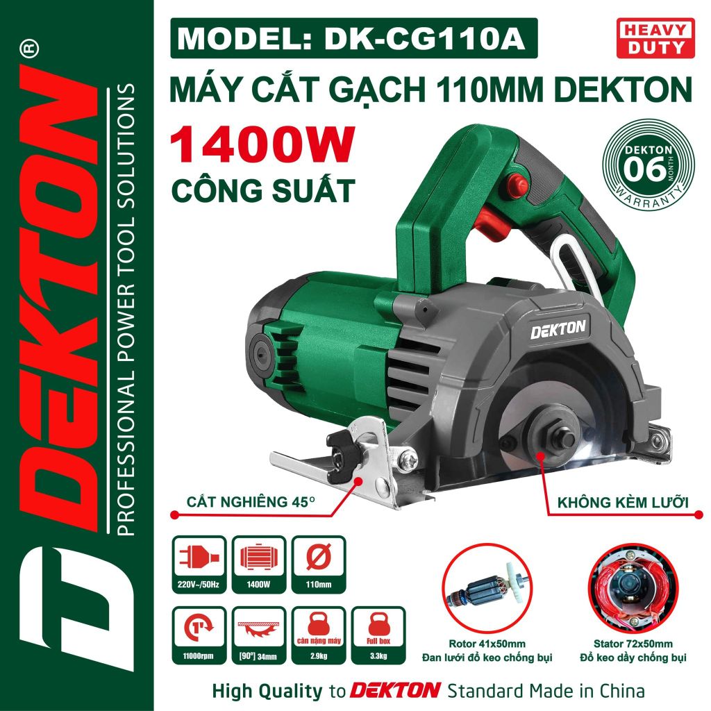 Máy Cắt Gạch 110mm Dekton DK-CG110A Công Suất 1400W Có Cắt Nghiêng