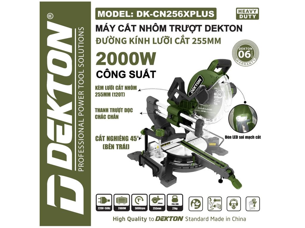 Máy Cắt Trượt Dekton DK-CN256XPLUS 255mm 2000W Có Đèn LED