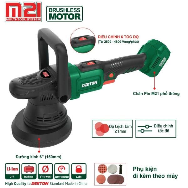 Máy Đánh Bóng Lệch Tâm Dekton M21-MDB150BL Motor Brushless 6 Inch