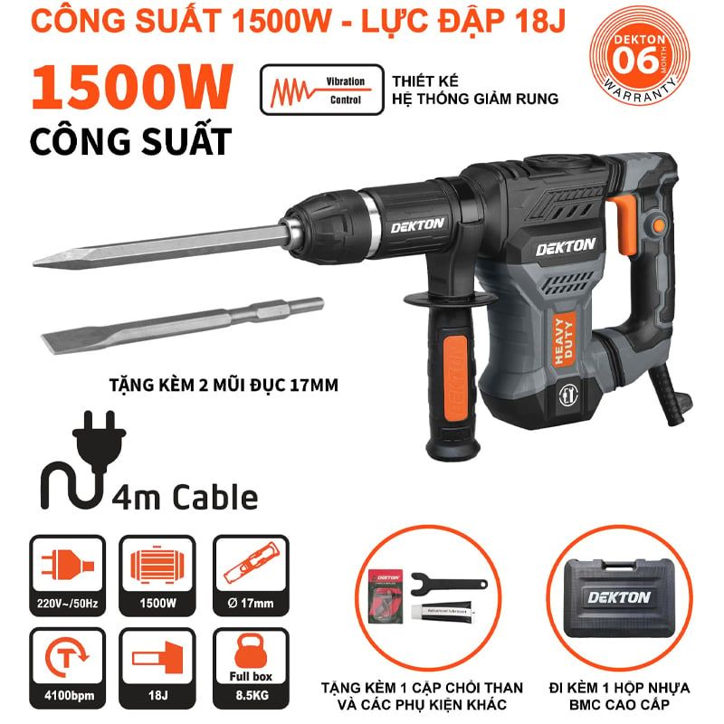 Máy Đục Bê Tông Dekton DK-DH3502PRO 1500W Giảm Rung 17Ly