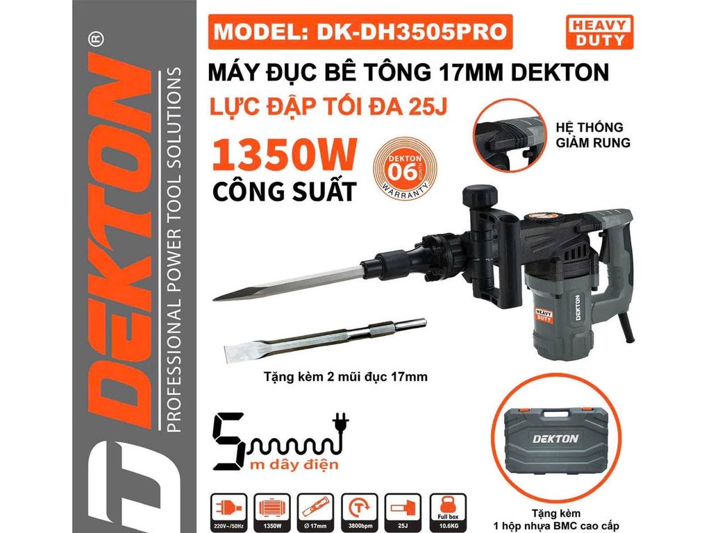 Khoan Đục Bê Tông Dekton DK-DH3505PRO 17mm 1350W Chính Hãng