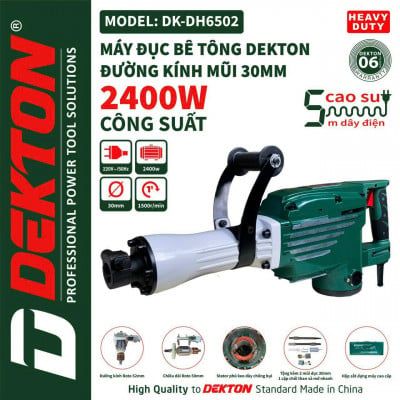 Máy Đục Bê Tông Dekton DK-DH6502 65J 2400W Dây 5M Xanh