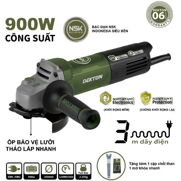 Máy Mài Dekton DK-AG901XR 900W Đá 100mm Chống Khởi Động Lại