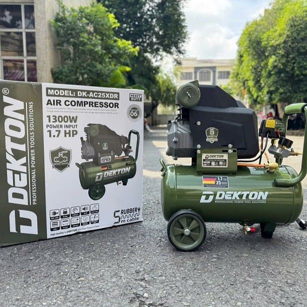 Máy Nén Khí Có Dầu Dekton DK-AC25XDR Bình 25L 1.7HP 8 Bar Olive