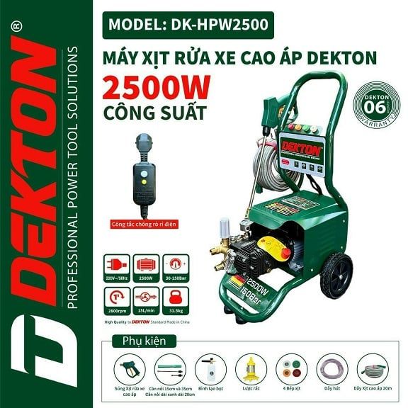 Rửa Xe Cao Áp Công Nghiệp Dekton DK-HPW2500 2500W 150BAR