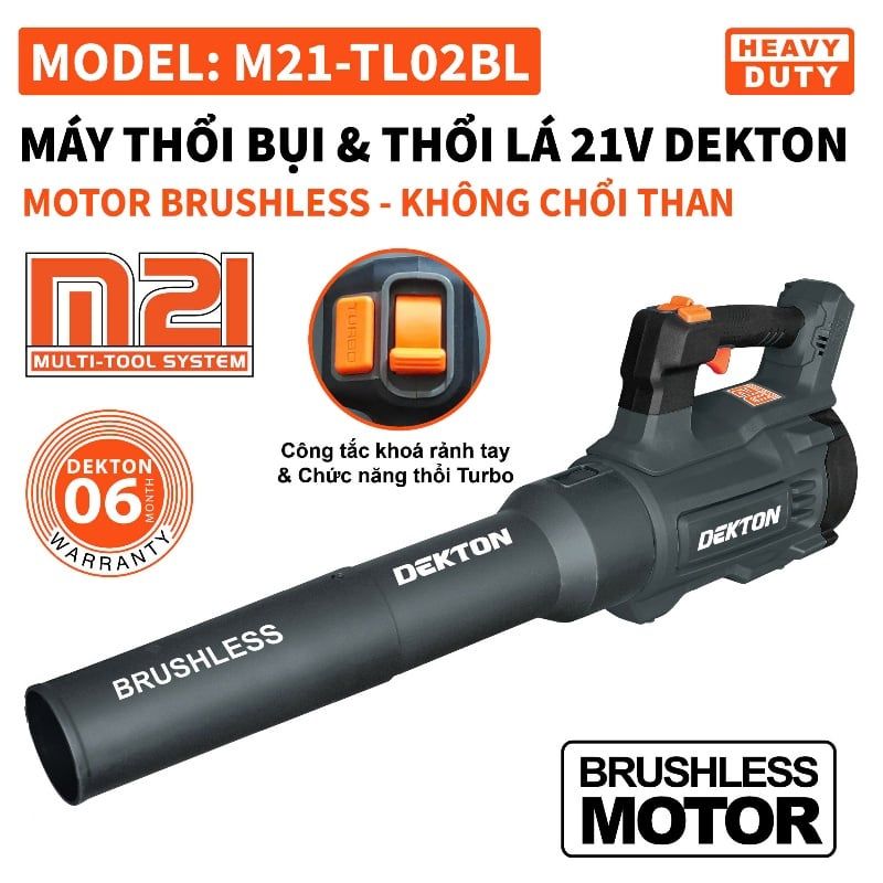 Máy Thổi Bụi & Thổi Lá Dekton M21-TL02BL Motor Brushless 21V