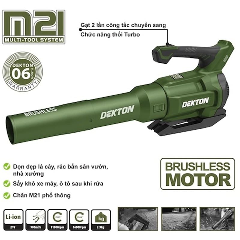 Máy Thổi Bụi & Thổi Lá Dekton M21-TL01XBL Motor Brushless 21V
