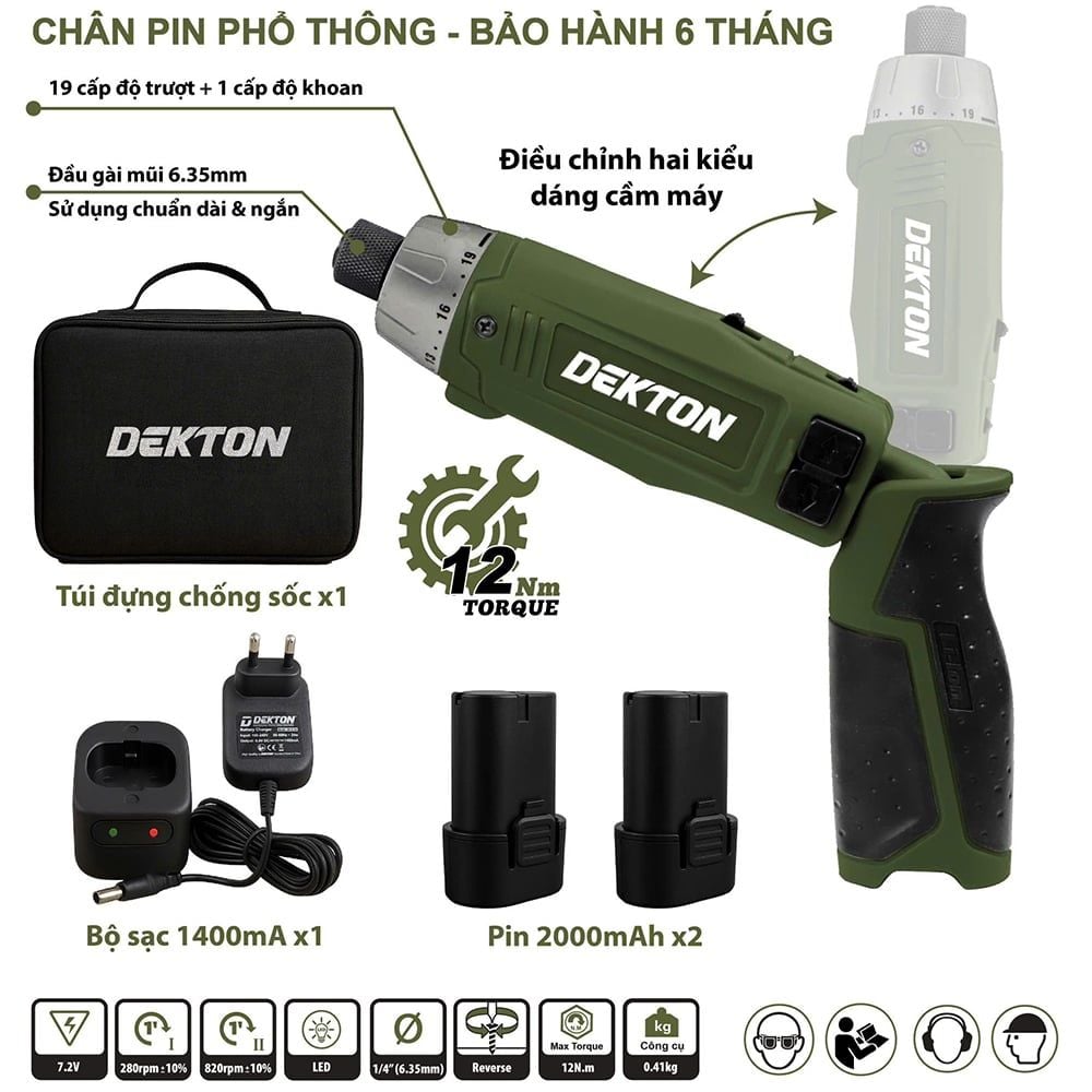 Máy Vít Gập Dekton DK-VGT12XN 7.2V Pin 2.0Ah Đa Năng
