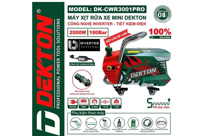 Rửa Xe Khung Kim Loại Dekton DK-CWR3001PRO Có Chỉnh Áp, Chống Giật