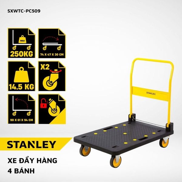 Xe đẩy hàng 4 bánh Stanley PC509 – Tải trọng 250kg.
