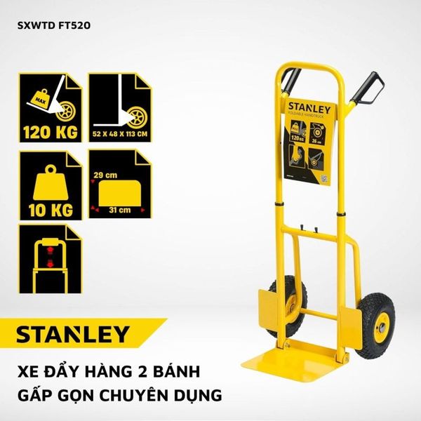 Xe đẩy hàng 2 bánh Stanley FT520 – Tải trọng 120kg.