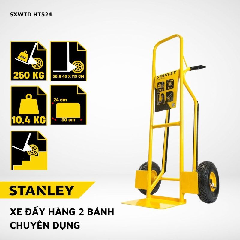 Xe đẩy hàng 2 bánh Stanley HT524 – Tải trọng 250kg.
