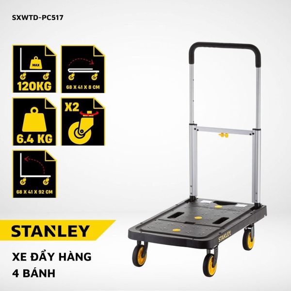 Xe đẩy hàng 4 bánh Stanley PC517 – Tải trọng 120kg.