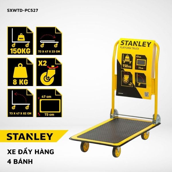 Xe đẩy hàng 4 bánh Stanley PC527 – Tải trọng 150kg.