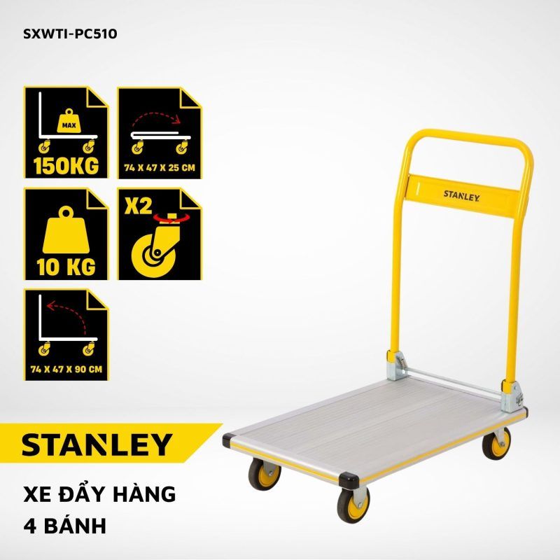 Xe đẩy hàng 4 bánh Stanley PC510 – Tải trọng 150/160kg.