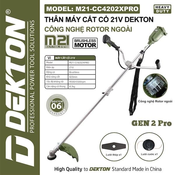 Máy Cắt Cỏ Dekton M21-CC4202XPRO 21V Rotor Brushless Olive