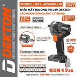 Bulông Pin 2 Trong 1 Dekton M21-IW398PLUS Motor Brushless 4 Tốc