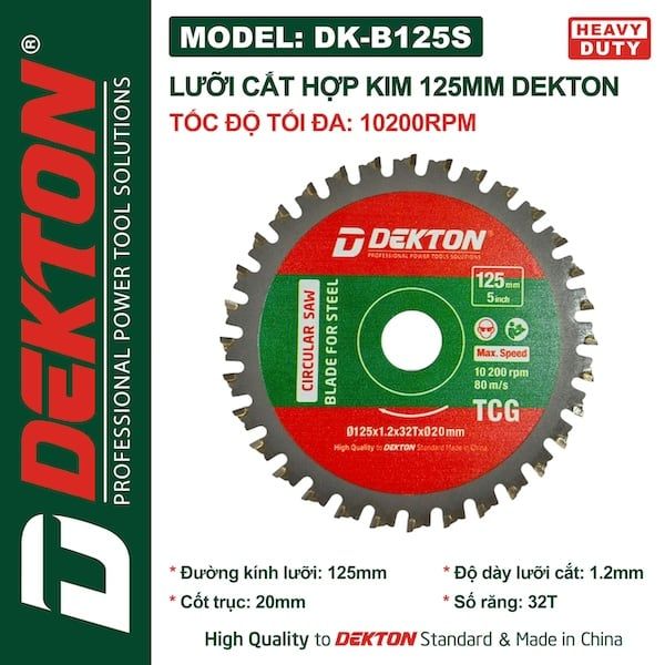 Lưỡi Cắt Hợp Kim Dekton DK-B125S 125mm 32 Răng 10200RPM