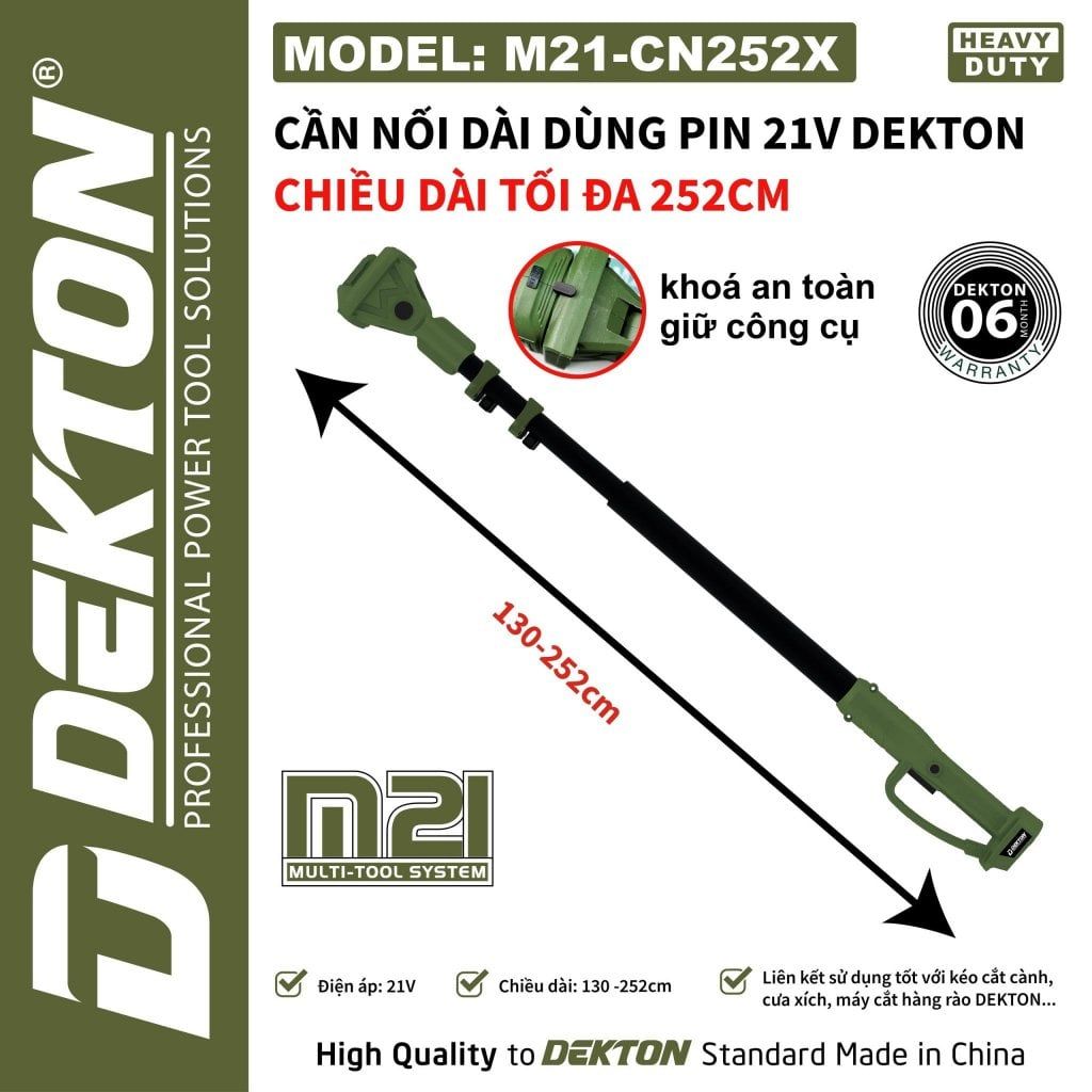 Cần Nối Dài Dekton M21-CN252X 252cm Pin 21V Khóa An Toàn Olive