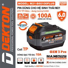 Pin 6.0Ah Dekton M21-B60100PLUS Dòng Xả Max 100A Xanh Xám Cam