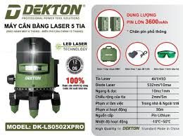 Máy Khoan Dekton DK-LS0502XPRO Kèm 2 Pin 3.6Ah Sạc Hộp Nhựa Kính bảo vệ