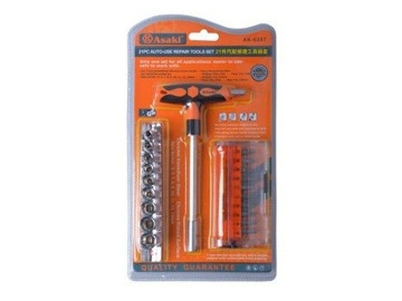 Bộ Mũi Vít Và Đầu Tuýp 21 Chi Tiết Asaki AK-6357