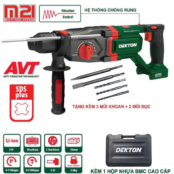 Khoan Bê Tông 3 Chức Năng Dekton M21-RH2603B Giảm Rung 2.8kg