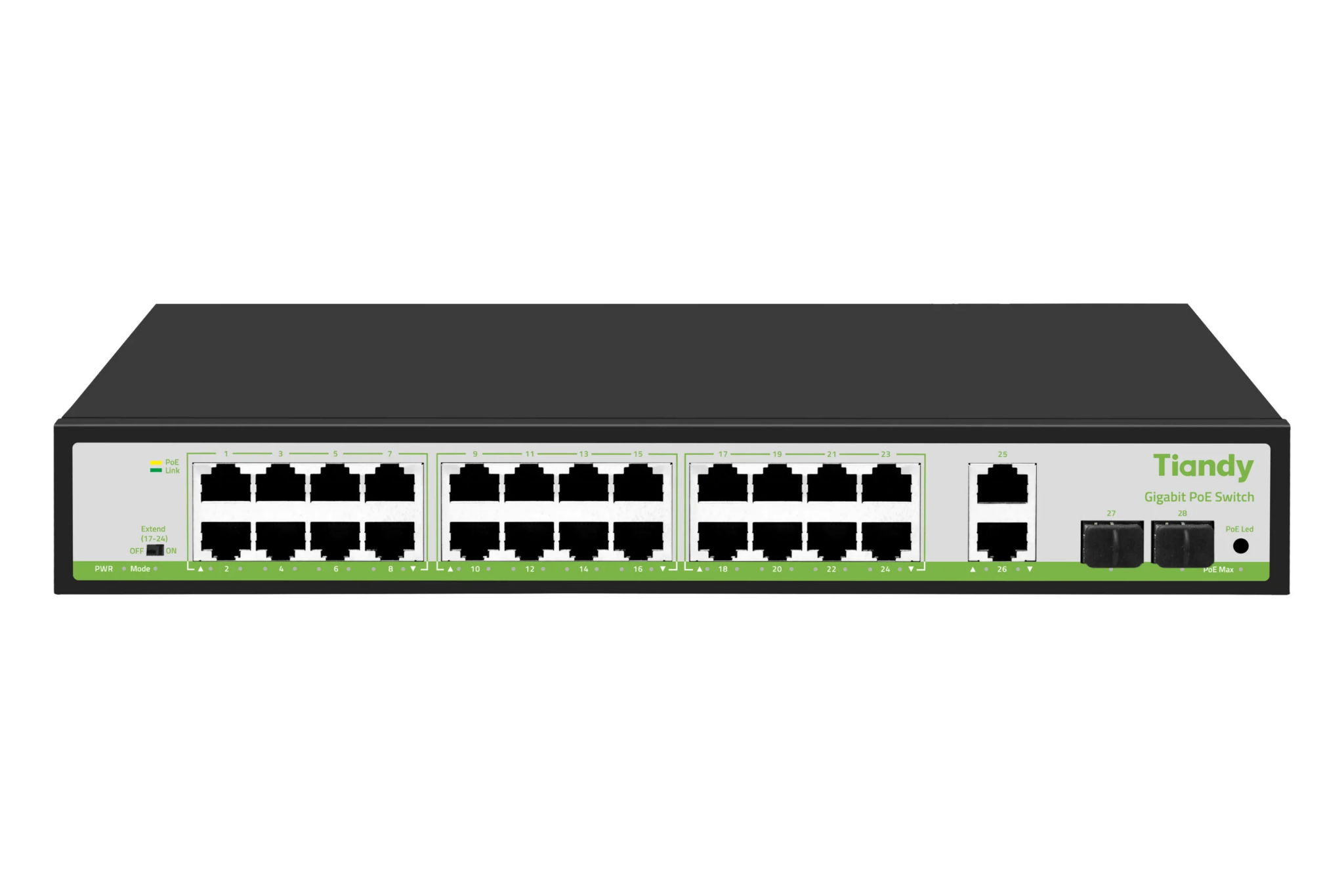  Switch TIANDY 24 Cổng PoE 10/100/1000M + 2 Cổng Gigabit Uplink + 2 Cổng Gigabit SFP TC-P3S028 