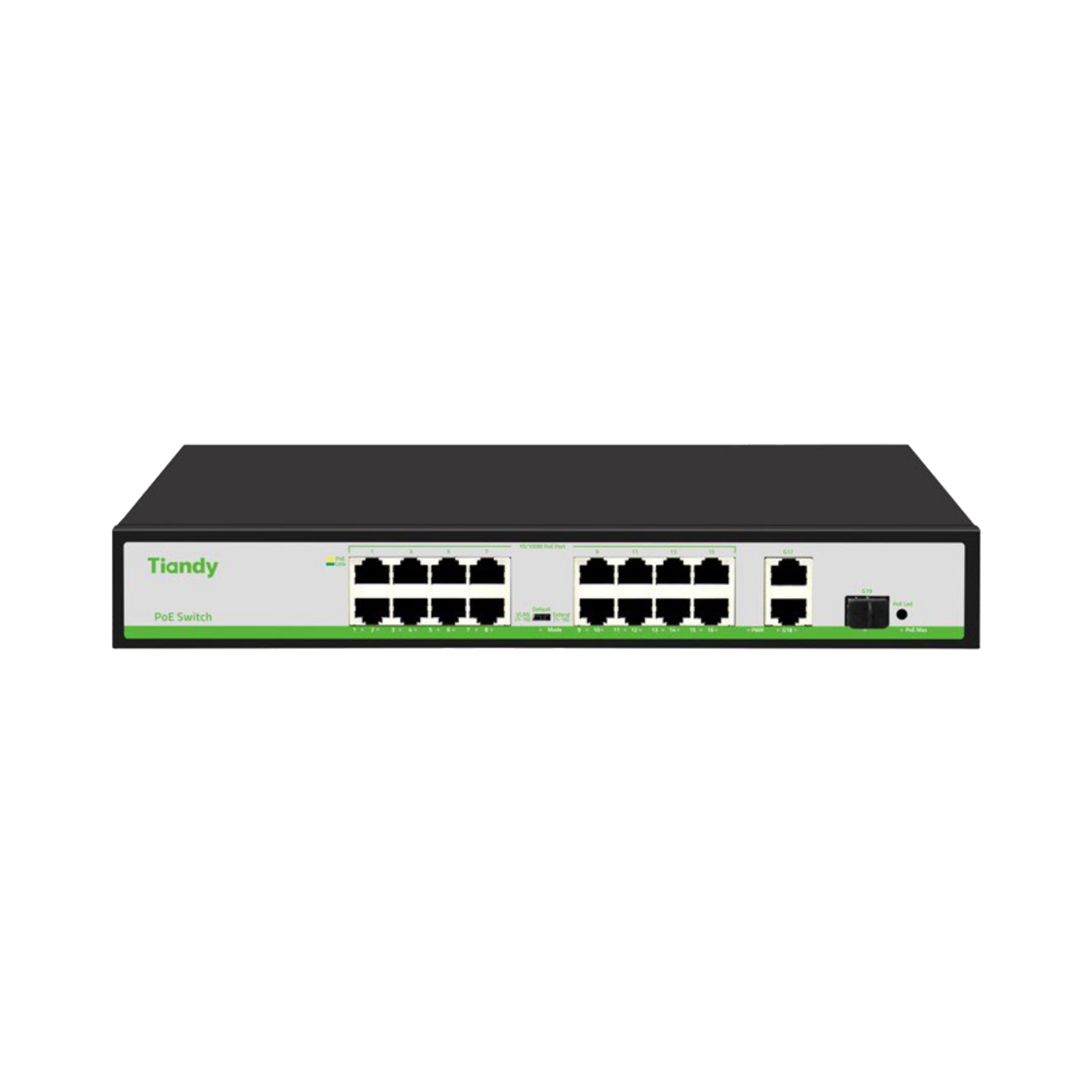  Switch TIANDY 16*10/100M POE ports + 2* 1000M Ethernet Uplink ports +1*1000M SFP Port TC-P3S019 