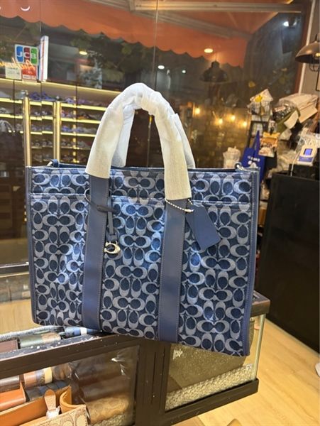  TÚI COACH TOTE DENIM XANH 