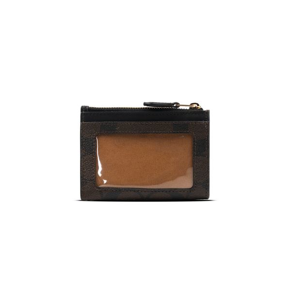  Ví Đựng Thẻ Card Holder Coach Mini Skinny ID Case in Signature Canvas Màu Nâu 