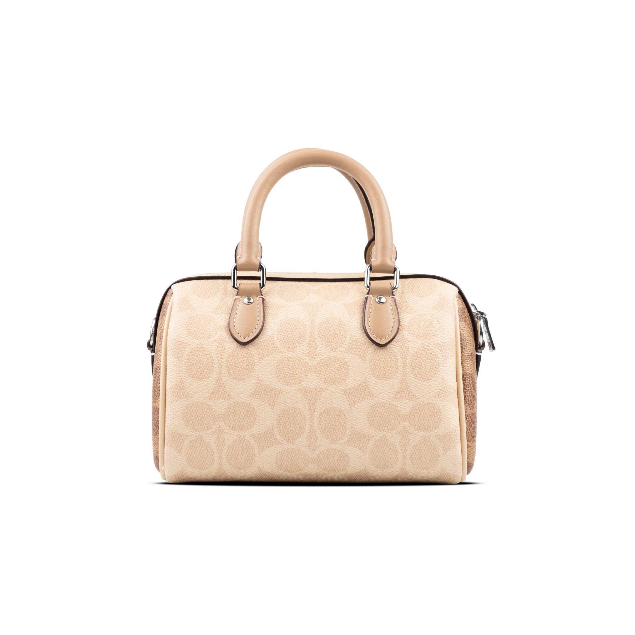  Túi Coach Mini Rowan Crossbody Bag In Blocked Signature Canvas Màu Kem Nâu 