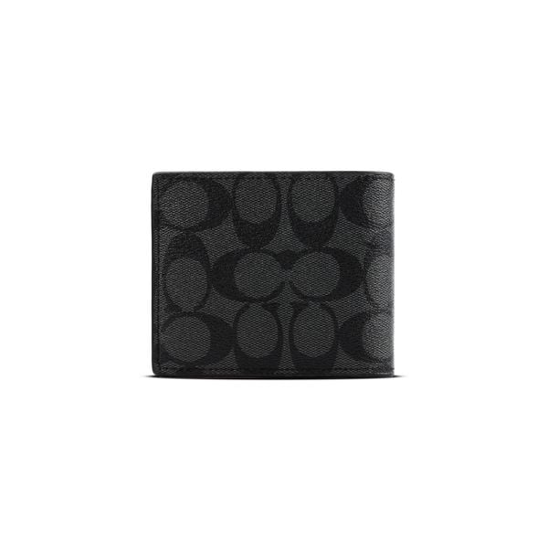  Ví Coach Nam In Signature Canvas Màu Đen Họa Tiết C Đỏ 