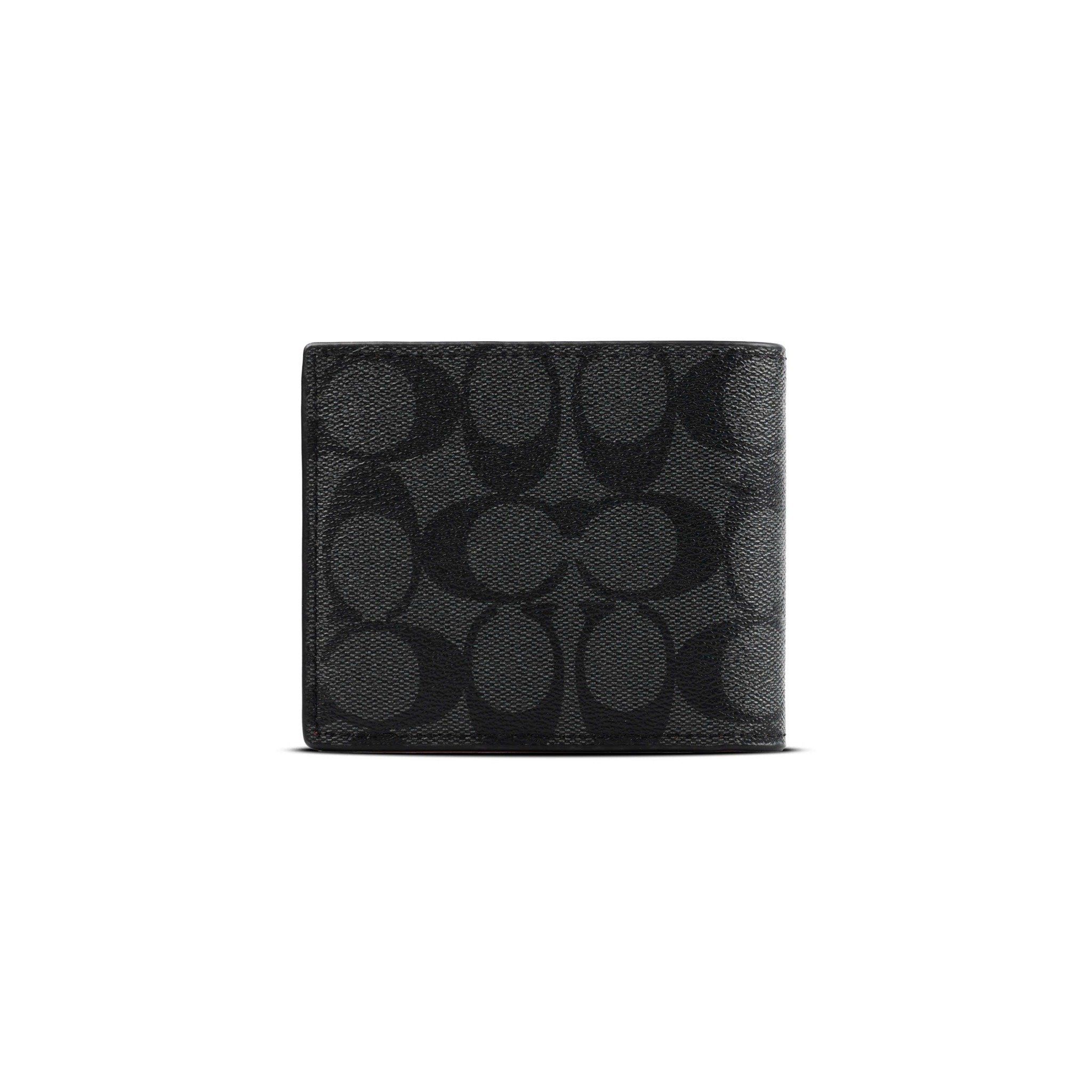  Ví Coach Nam In Signature Canvas Màu Đen Họa Tiết C Đỏ 