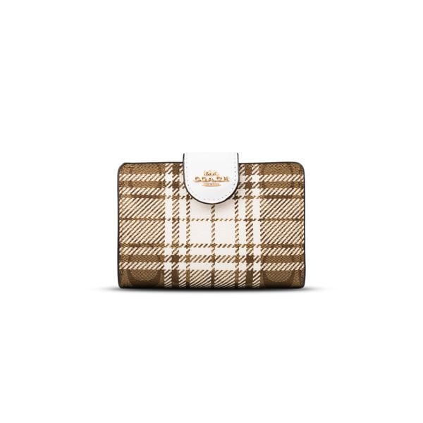  Ví Coach Medium Corner Zip Wallet In Signature Canvas With Hunting Fishing Plaid Print 